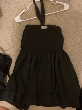 Black Halter Skater Dress